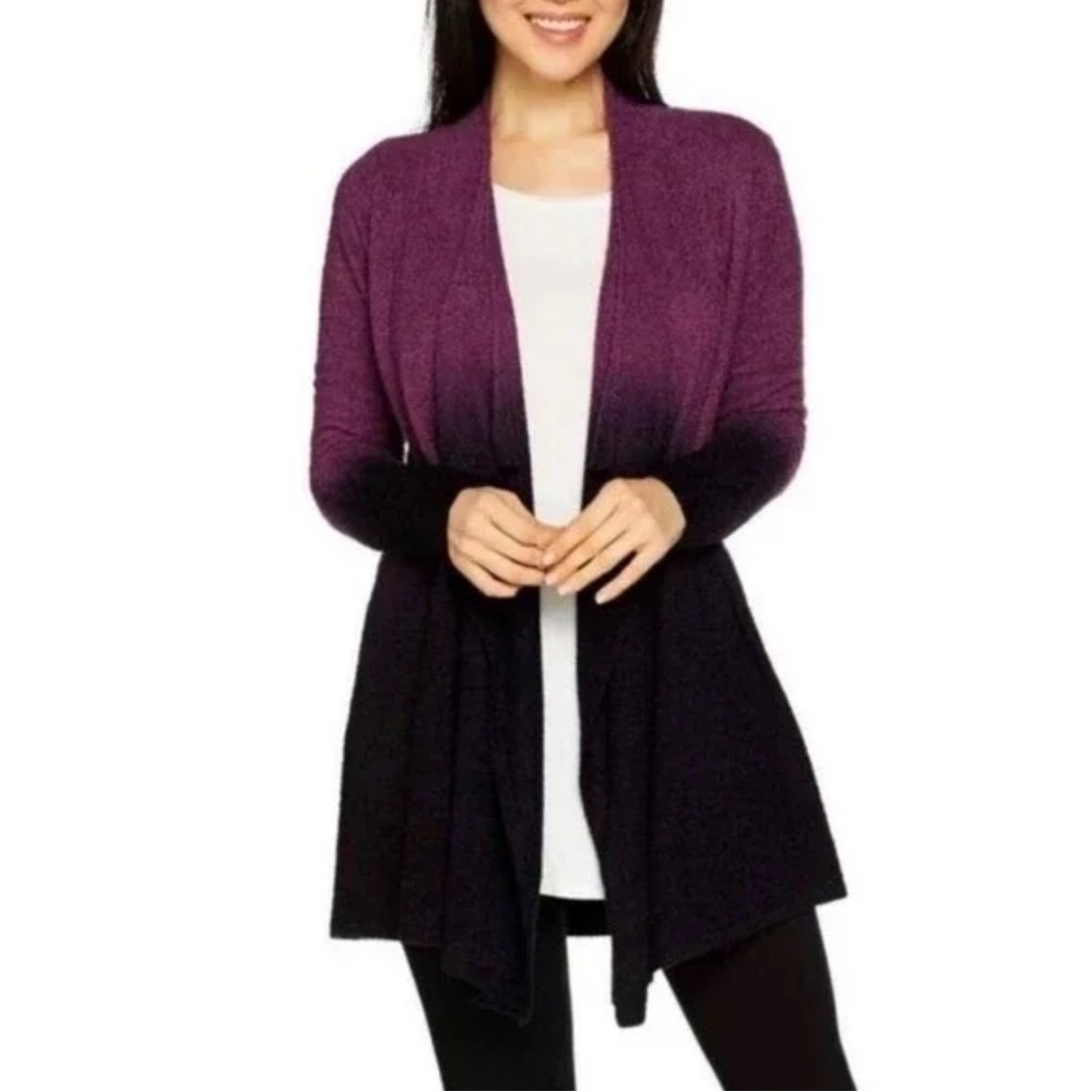Barefoot Dreams Women's Purple and Black Ombre Cozy Cardigan Sweater